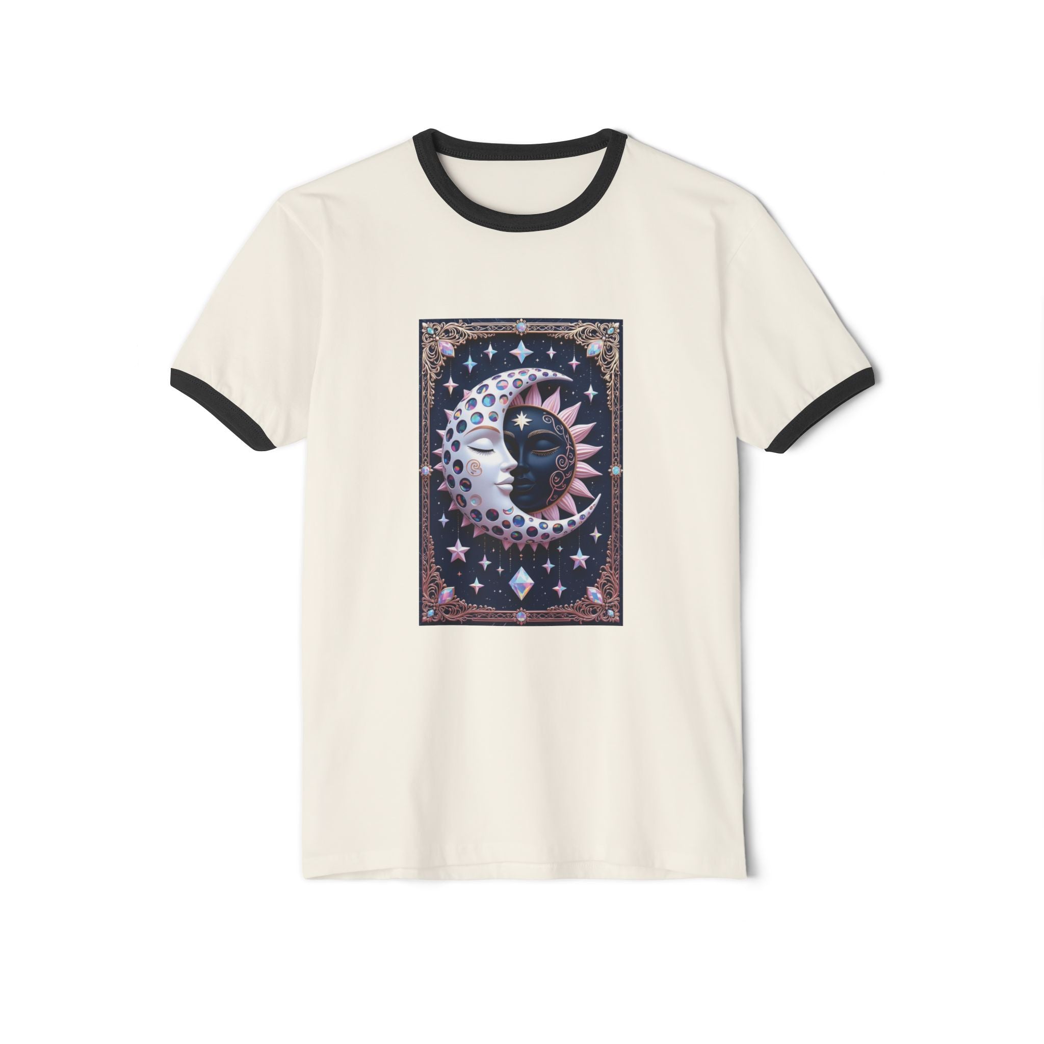 JUST FR YOU Sun Moon Unisex Cotton Ringer T-Shirt