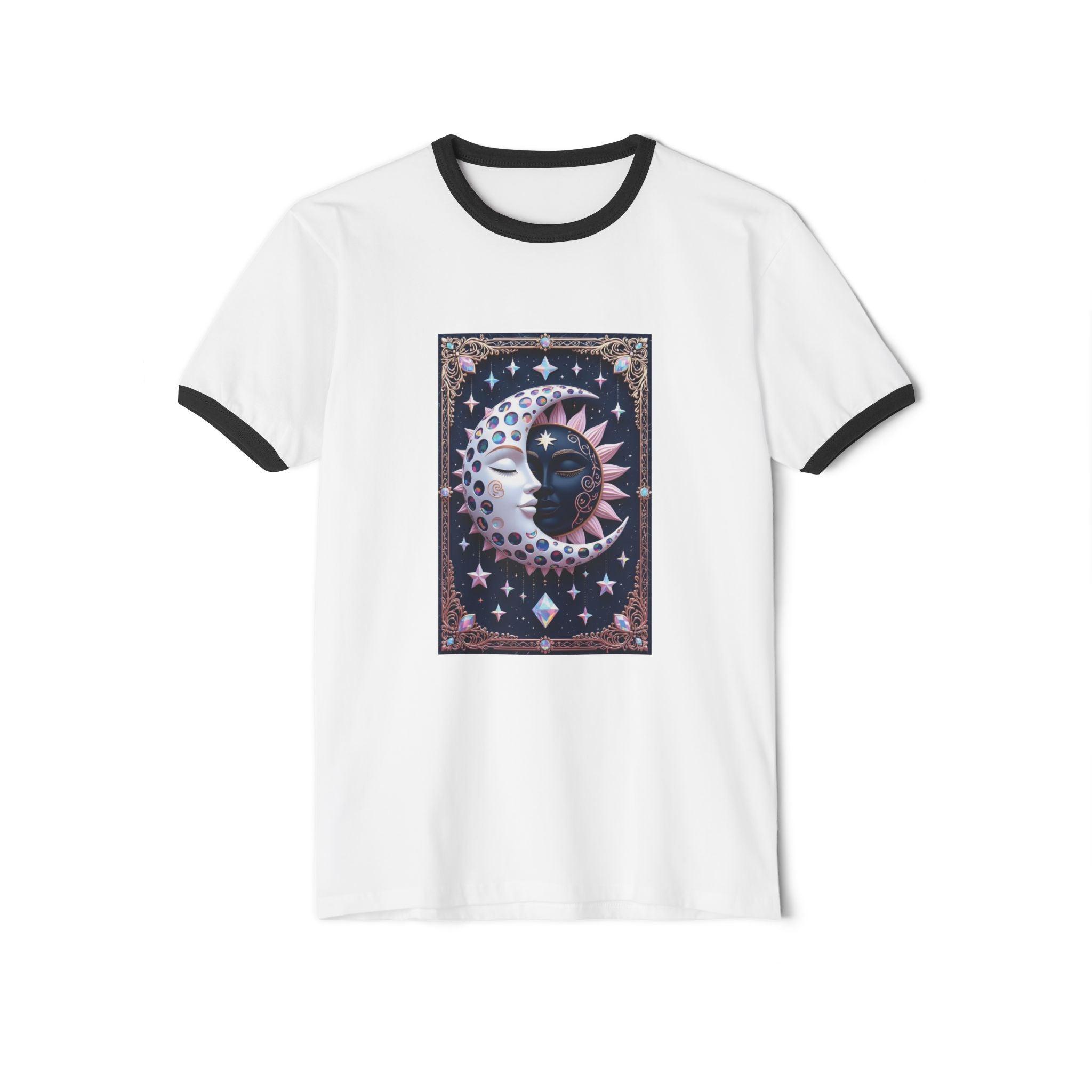 JUST FR YOU Sun Moon Unisex Cotton Ringer T-Shirt