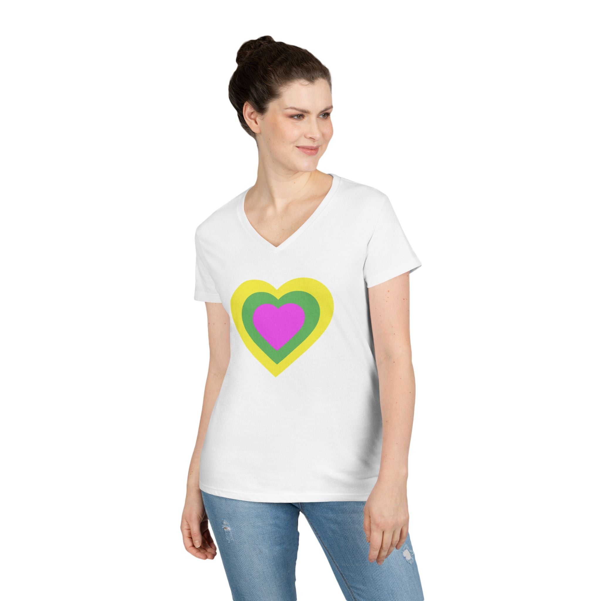 JUST FR YOU Heart Ladies' V-Neck T-Shirt