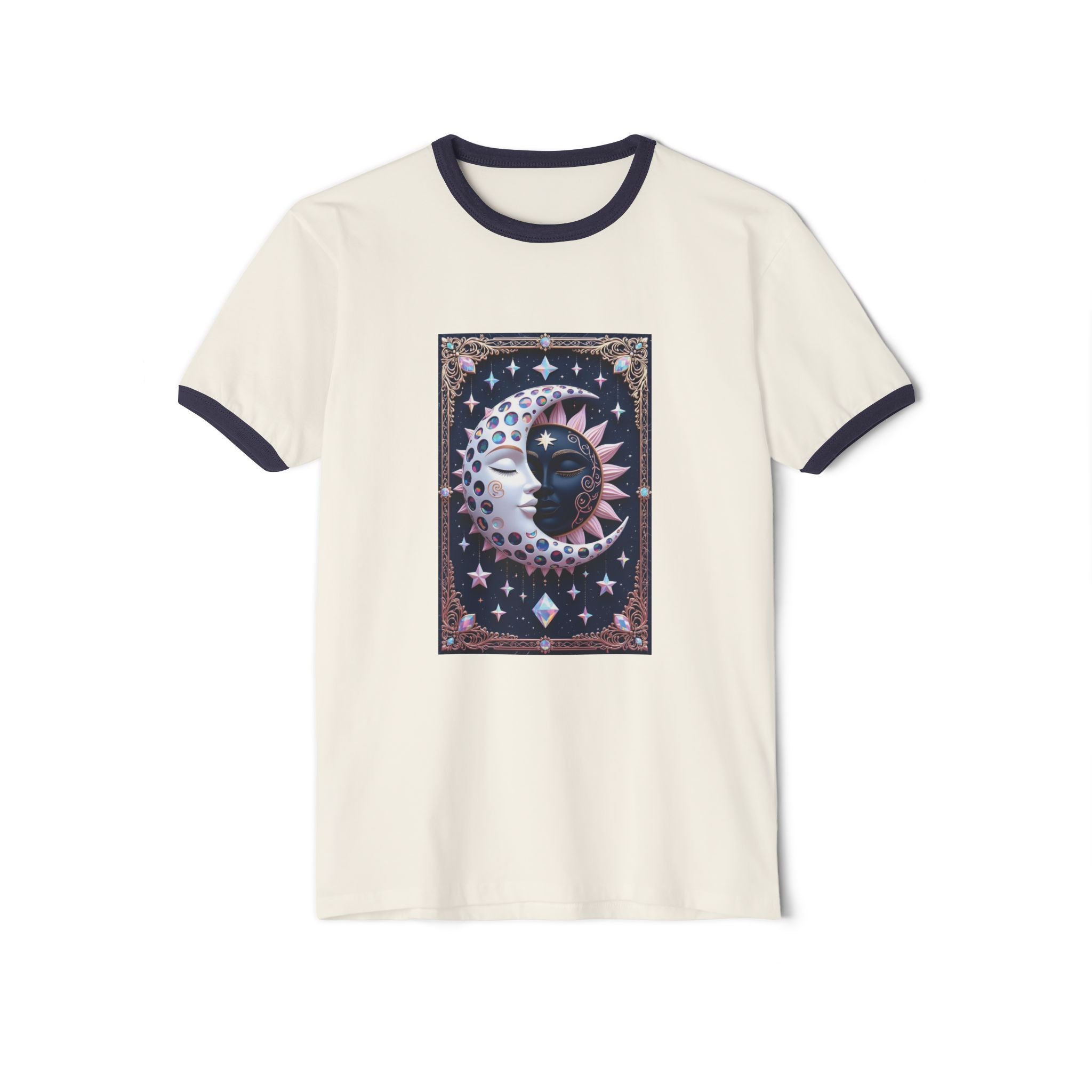 JUST FR YOU Sun Moon Unisex Cotton Ringer T-Shirt