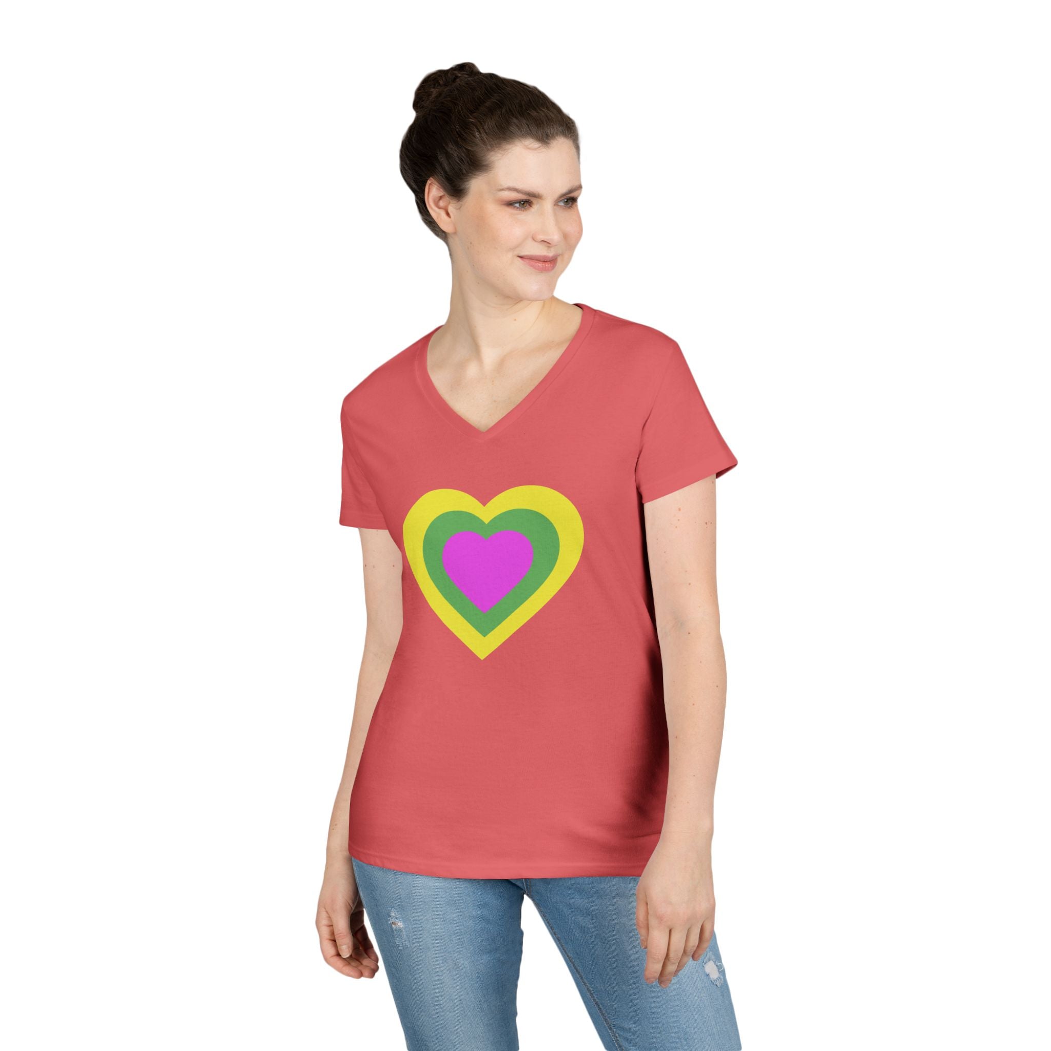 JUST FR YOU Heart Ladies' V-Neck T-Shirt