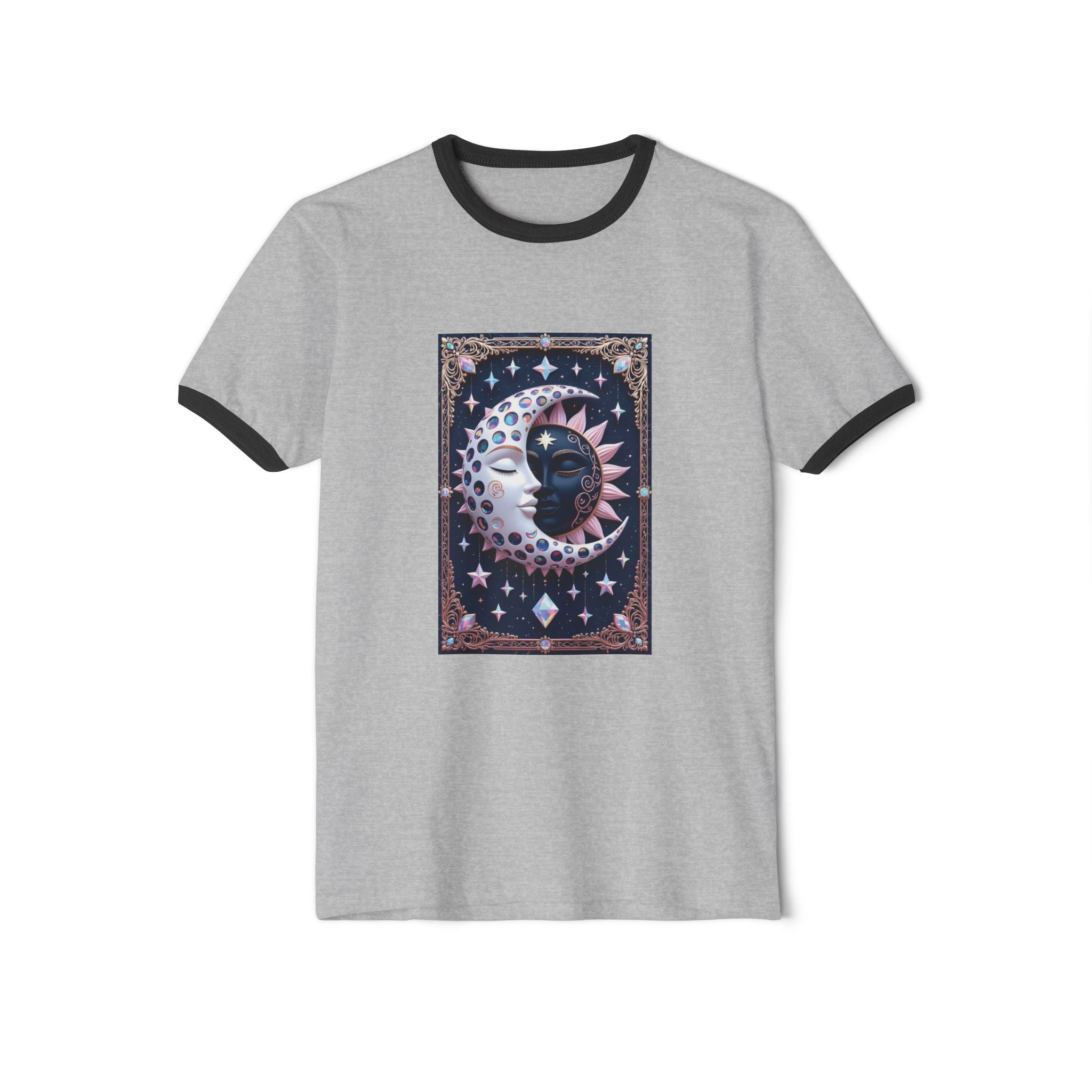 JUST FR YOU Sun Moon Unisex Cotton Ringer T-Shirt